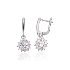 Серебряные серьги 925 пробы с цирконами «Каменный Цветок VIII»