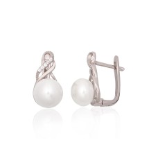 925 Sterling Silver Cubic Zirconia and Pearl Earrings “Fabiola VII”