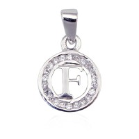 Серебряный кулон-буква с цирконами «F»