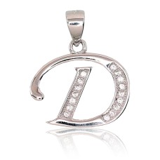 Серебряный кулон-буква с цирконами «D»