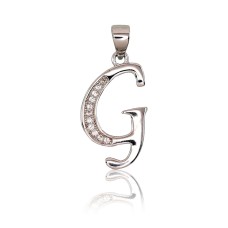 Серебряный кулон-буква с цирконами «G II»