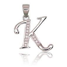 Серебряный кулон-буква с цирконами «K II»