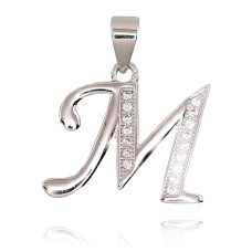 Серебряный кулон-буква с цирконами «M II»