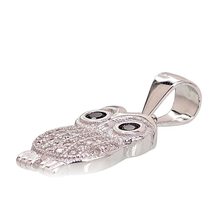 Sterling Silver Cubic Zirconia Pendant “Owl VI”