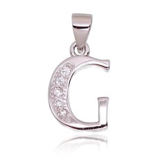 Серебряный кулон-буква с цирконами «G»