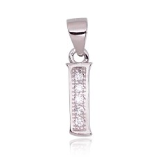 Sterling Silver Cubic Zirconia Letter Pendant “I”