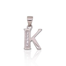 Серебряный кулон-буква с цирконами «K»