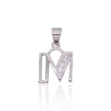 Серебряный кулон-буква с цирконами «M»