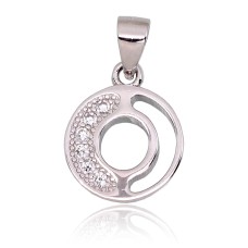 Sterling Silver Cubic Zirconia Pendant “O”