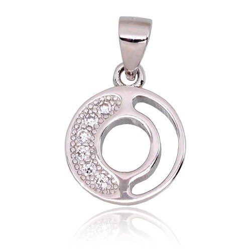 Серебряный кулон с цирконами «O»
