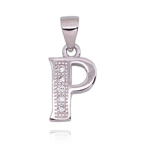 Серебряный кулон-буква с цирконами «P»