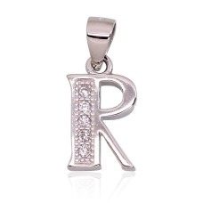 Серебряный кулон-буква с цирконами «R»