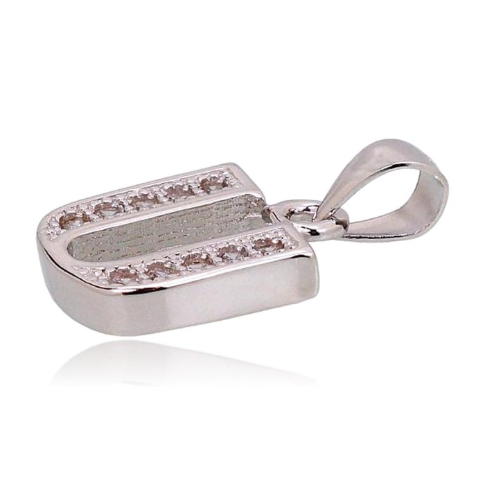 Sterling Silver Cubic Zirconia Letter Pendant “U”