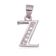 Sterling Silver Cubic Zirconia Letter Pendant “Z”