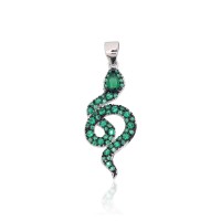 Sterling Silver Cubic Zirconia Pendant “Emerald Serpent”