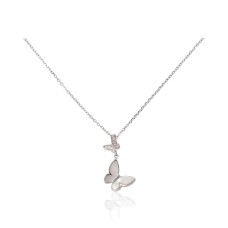 Sterling Silver Cubic Zirconia and Mother of Pearl Necklace “Silver Flight”