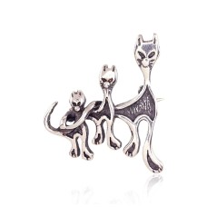 Серебряная брошь «Кошачье Трио»