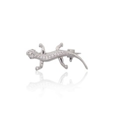 Серебряная брошь с цирконами «Ящерка»