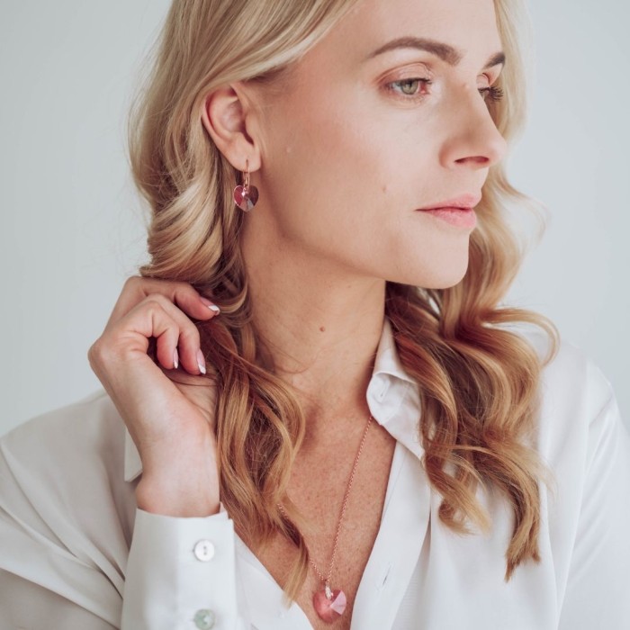 Hõbedased kõrvarõngad „Juliet (Light Rose)“ Swarovski® kristallidega