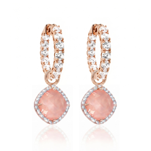 Hõbedased kõrvarõngad „Dazzling Brilliance III (Flamingo Ignite Rose)“ Swarovski® kristallidega