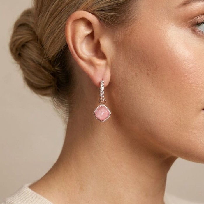 Hõbedased kõrvarõngad „Dazzling Brilliance III (Flamingo Ignite Rose)“ Swarovski® kristallidega
