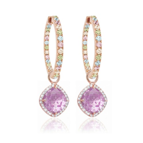 Hõbedased kõrvarõngad „Rainbow II (Paradise Purple Lux)“ Swarovski® kristallidega