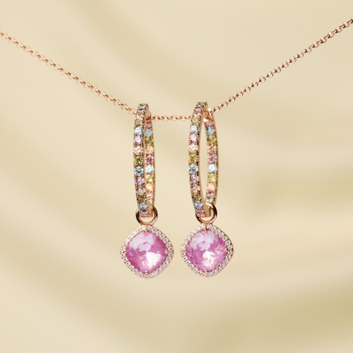 Hõbedased kõrvarõngad „Rainbow II (Paradise Purple Lux)“ Swarovski® kristallidega