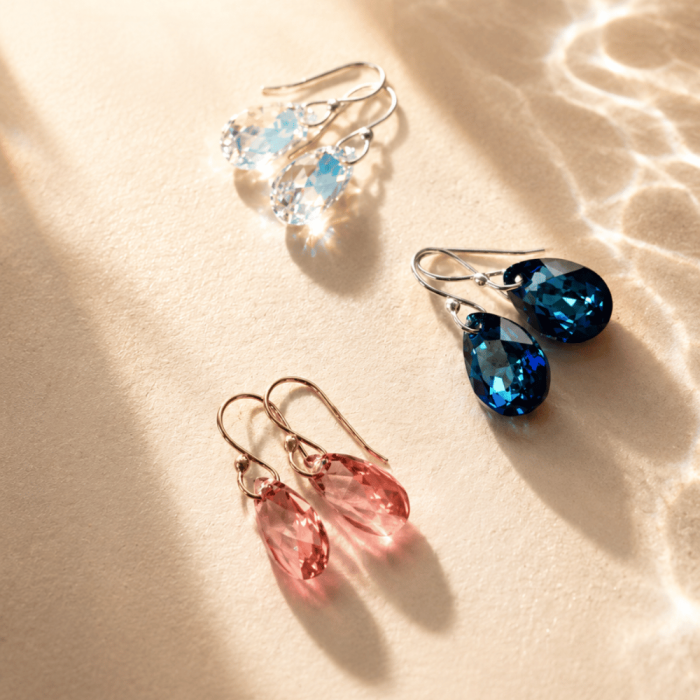 Hõbedased kõrvarõngad „Baroque VII (Rose Peach)“ Swarovski® kristallidega