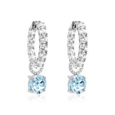 Hõbedased kõrvarõngad „Iris (Aquamarine)“ Swarovski® kristallidega
