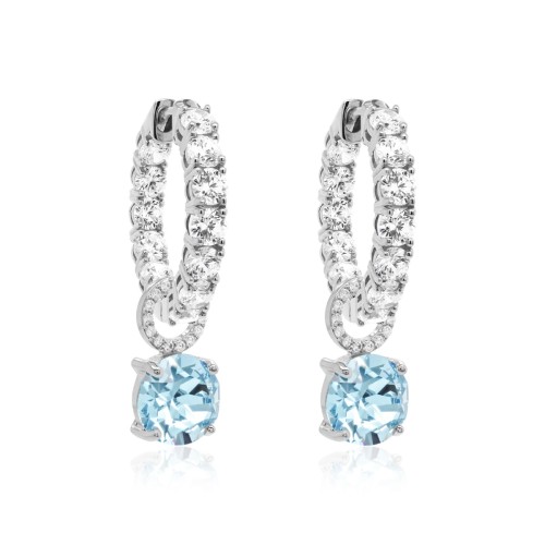Hõbedased kõrvarõngad „Iris (Aquamarine)“ Swarovski® kristallidega