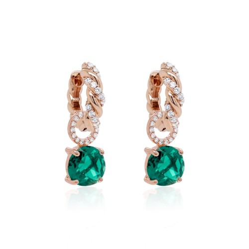 Hõbedased kõrvarõngad „Emerald Dusk (Emerald)“ Swarovski® kristallidega