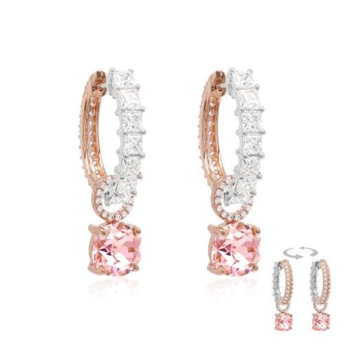 Hõbedased kõrvarõngad „Iris (Light Rose Ignite)“ Swarovski® kristallidega