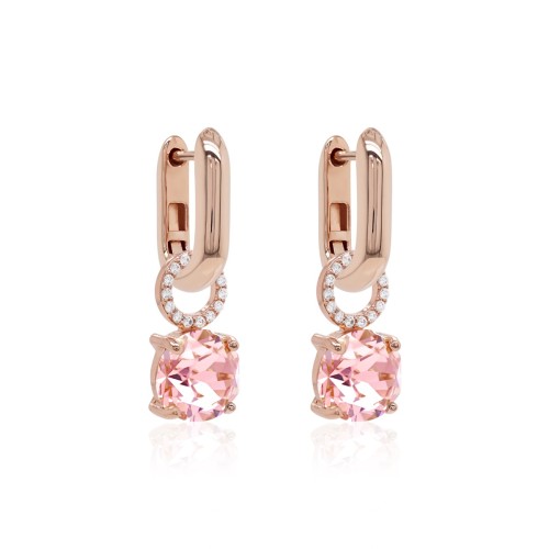 Hõbedased kõrvarõngad „Daina VII (Light Rose)“ Swarovski® kristallidega