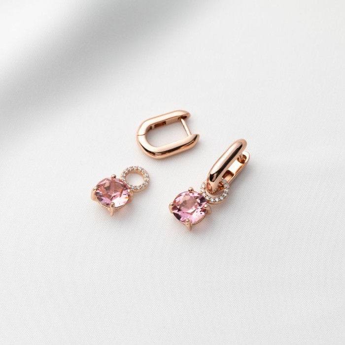 Hõbedased kõrvarõngad „Daina VII (Light Rose)“ Swarovski® kristallidega