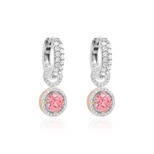 Hõbedased kõrvarõngad „Hearts and Arrows V (Fancy Pink)“ Swarovski® kristallidega