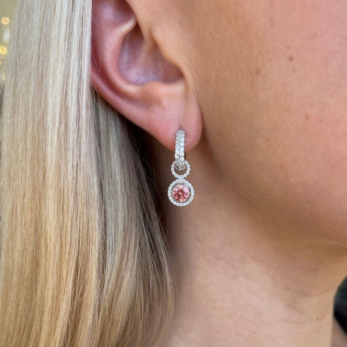 Hõbedased kõrvarõngad „Hearts and Arrows V (Fancy Pink)“ Swarovski® kristallidega