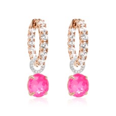 Hõbedased kõrvarõngad „Iris (Electric Pink)“ Swarovski® kristallidega