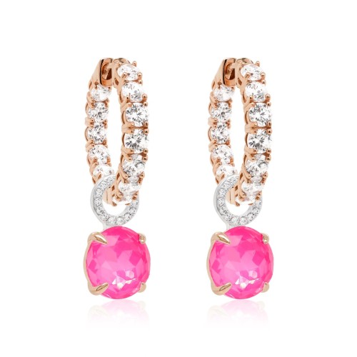 Hõbedased kõrvarõngad „Iris (Electric Pink)“ Swarovski® kristallidega