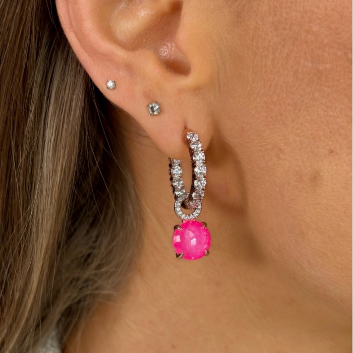 925 Sterling Silver Earrings “Iris (Electric Pink)” created with Crystals by Swarovski®
