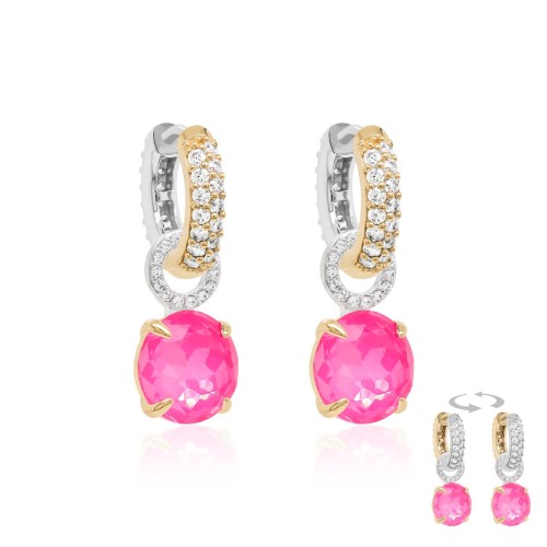 Hõbedased kõrvarõngad „Flamingo (Electric Pink)“ Swarovski® kristallidega