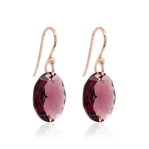 Hõbedased kõrvarõngad „Tender Oval (Amethyst)“ Swarovski® kristallidega