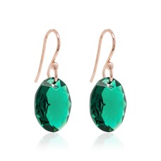 Hõbedased kõrvarõngad „Tender Oval (Emerald)“ Swarovski® kristallidega
