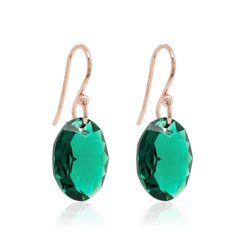Hõbedased kõrvarõngad „Tender Oval (Emerald)“ Swarovski® kristallidega